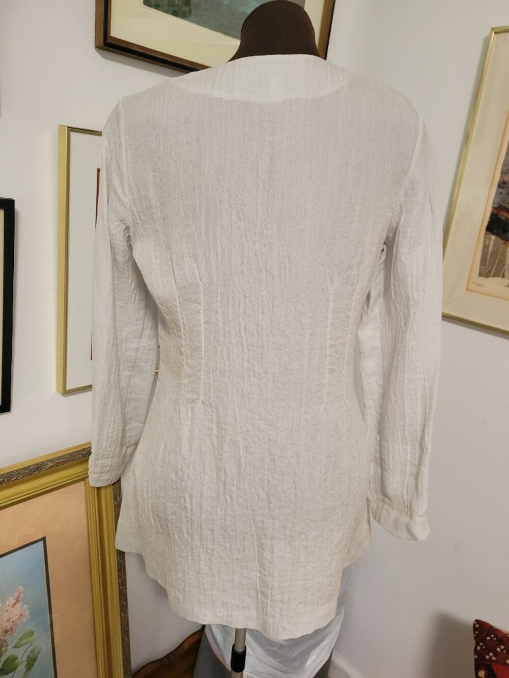 Eileen Fisher Pearl Grey Blazer Jacket Silk Blend - Picture 3 of 5